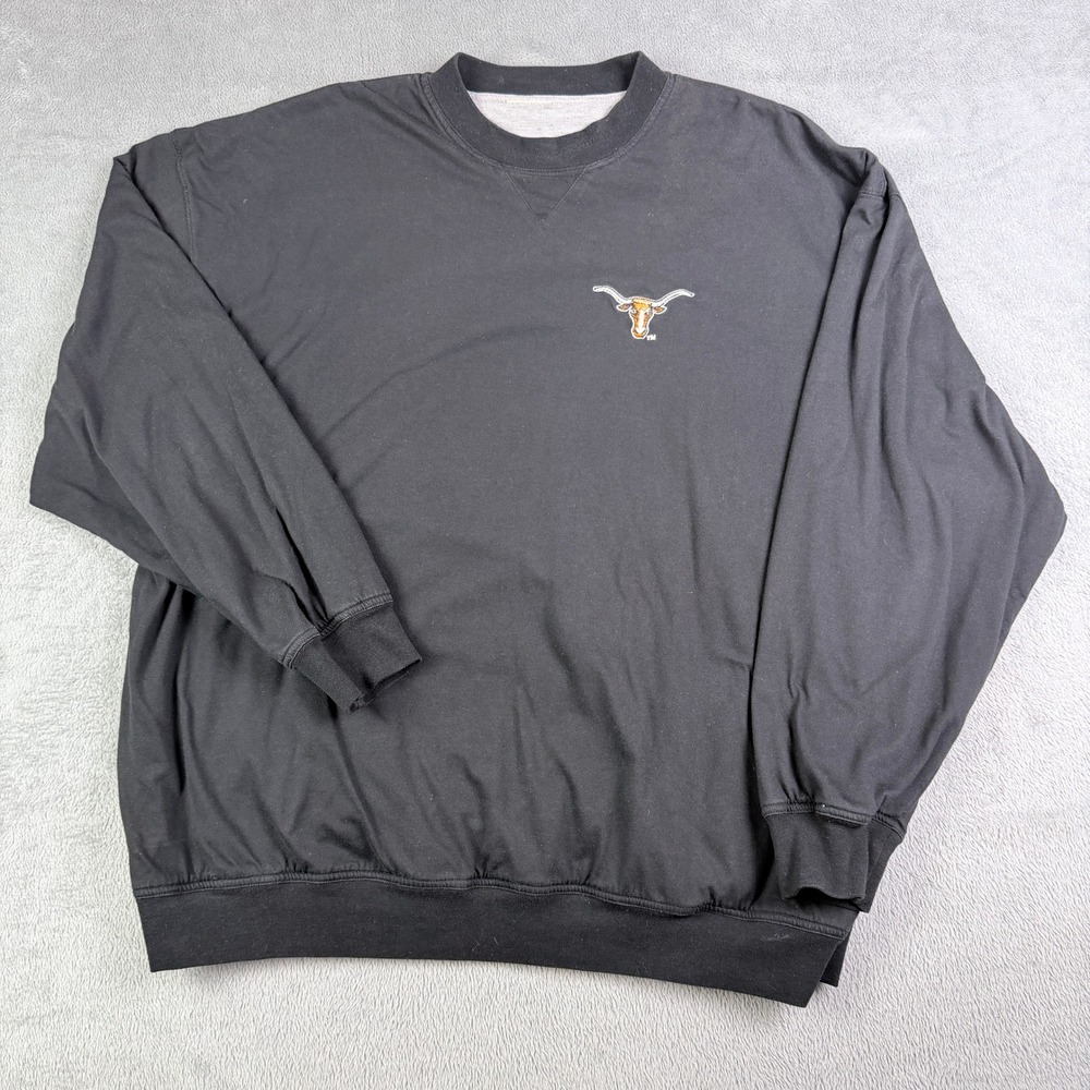 Texas Longhorns Reversible Sweatshirt Black Gray Embroidered Logo Mens XL 2XL